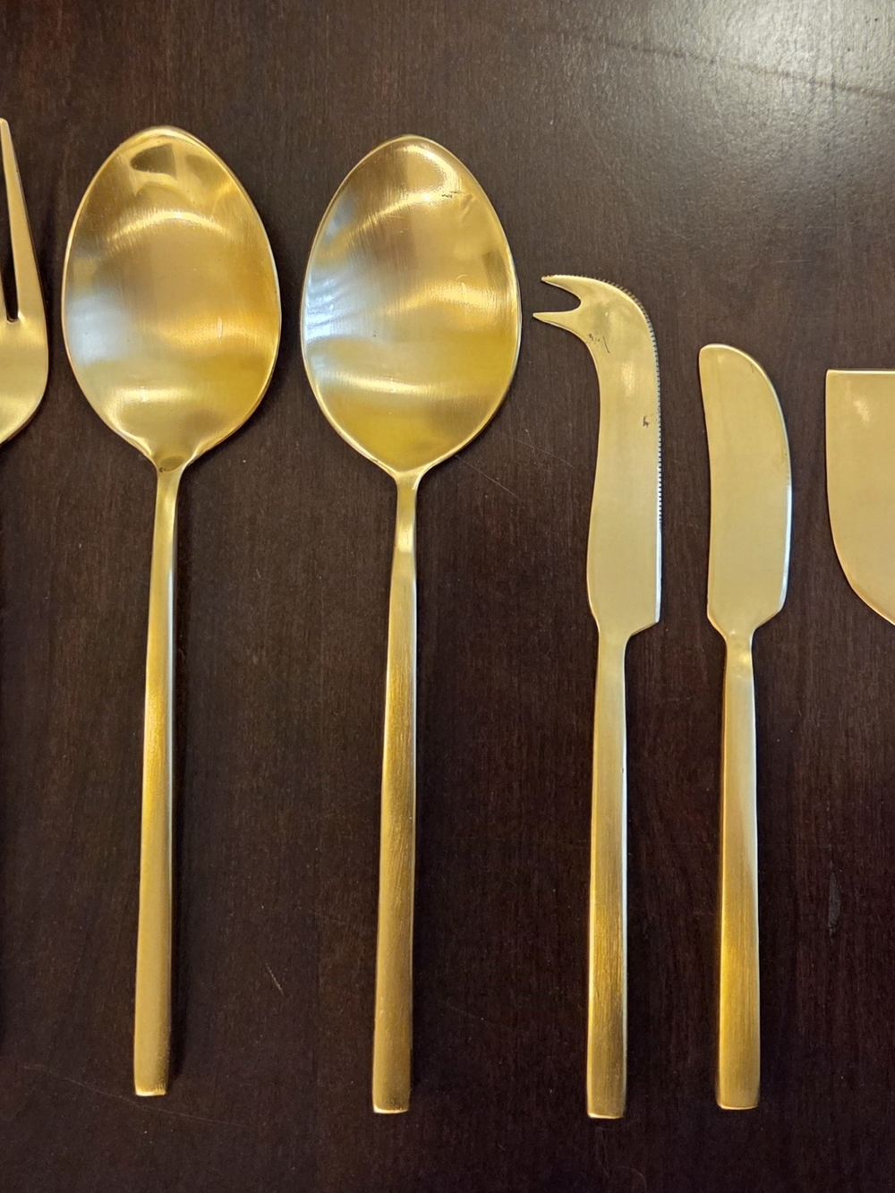 Pottery Barn Luna Gold Serving Utensils and Cheese Knife Set